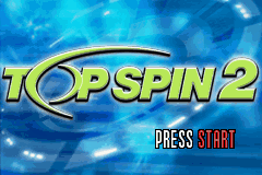 Top Spin 2 title screen for GameBoy Advance